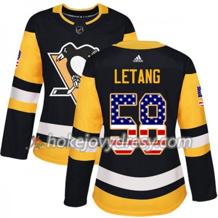 Dámské Hokejový Dres Pittsburgh Penguins Kris Letang 58 2017-2018 USA Flag Fashion Černá Adidas Authentic